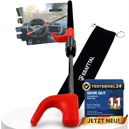 KRAFTTAL Cepo de volante de alta calidad para coche, adecuado para coche, caravana y camión, alta calidad para el volante del coche, inmovilizador con cerradura de combinación
