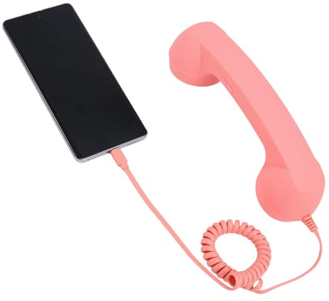 BTFO Cornetta Retrò per Iphone/Android, Ricevitore Cellulare Tipo C Vecchio Stile con Microfono e Altoparlante Accessorio Fotografico in Stile Anni '90 per Telefoni Cellulari (Rosa)
