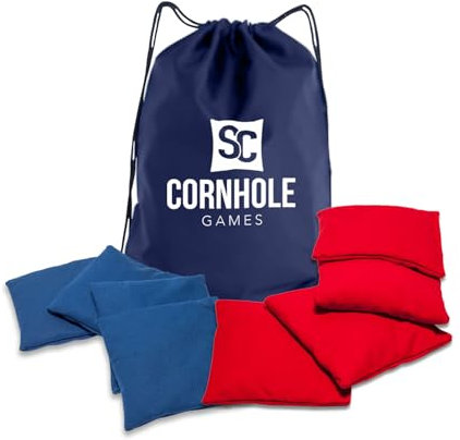 SC Cornhole Bolsas Resistentes a la Intemperie (Juego de 8) por SC Cornhole (Rojo/Azul Real)