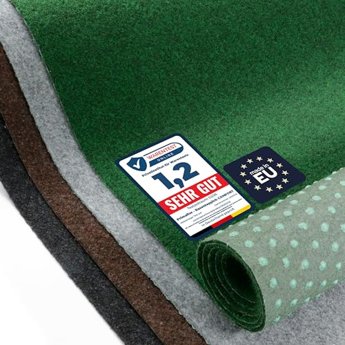 Primaflor Rasenteppich - COMFORT, Grün, 4,00m x 3,50m | UV-stabil & schnelltrocknend | Mit Noppen | Kunstrasen-Teppich für Balkon, Terrasse & Poolbereich | Outdoor Bodenbelag| Balkonteppich