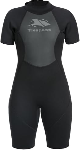 Trespass Scubadive, Black, XXS, Kurzer Neoprenanzug mit 7mm-Reißverschluss für Damen, XX-Small / 2XS / 2X-Small, Schwarz
