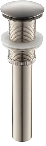 Yodel Faucet Vessel Sink Drain Without Overflow - Bathroom Sink Drain Stopper - Pop Up Drain All Metal - Big Cap Fit for Vessel or Undermount Sink,Brushed Nickel,YDPOP-1