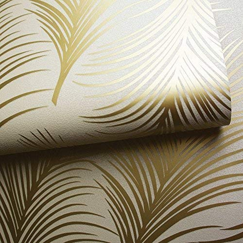 Holden Metallic Feather Pattern Wallpaper Leaf Motif Modern Textured 50080