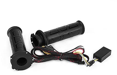 Qiilu Electric Heated Hand Grips for Motorcycle, Adjustable 22mm Black, 12W-24W