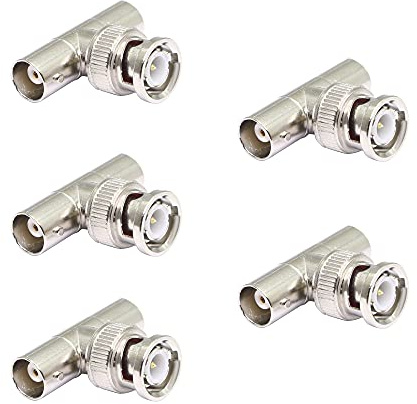 PNGKNYOCN BNC T-typ splitter, BNC hane till dubbel hona koaxialadapterkontakt för koaxialkabel, CCTV, antenn (5-pack)