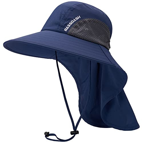 Bassdash Chapeau de Soleil Unisexe Femmes Chapeau de Soleil UPF 50+ Large Bord avec Grande Protection de la Nuque - Queue de Cheval - pour Homme et Femme