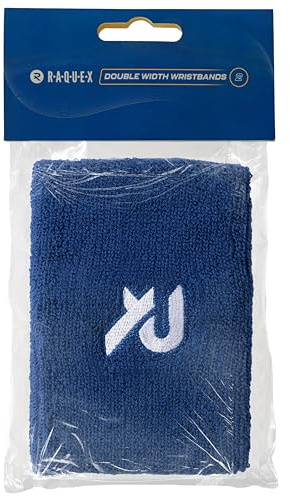Raquex Sports Wristbands (7 Colours, 2 Widths) - Soft, Stretchy Cotton. Padel, Tennis, Squash, Running Sweat Bands - Machine Washable (Blue, Pair)