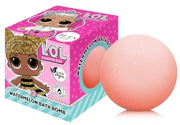 LOL Surprise Fizzing Bath Bomb for Kids - Refreshing Watermelon Scent, Vegan & Natural with Essential Oils (165g) - Gentle, Safe and Fun Bath Time Treat for Children Aged 3+