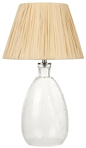 Nattduksbordslampa i glas med pappersskärm i naturlig stil Blanco