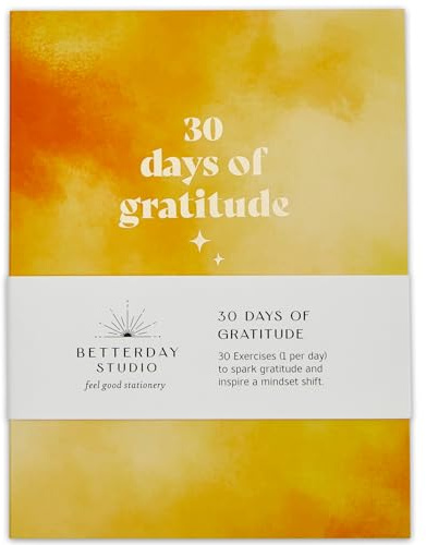 Betterday Studio 30 Days of Tackitude & Positive Mental Health Journal, Tacksamhetsdagbok för kvinnor, tacksamhetsdagbok, positiv anteckningsbok | Mindfulness journal, gåvor för psykisk hälsa (gul)