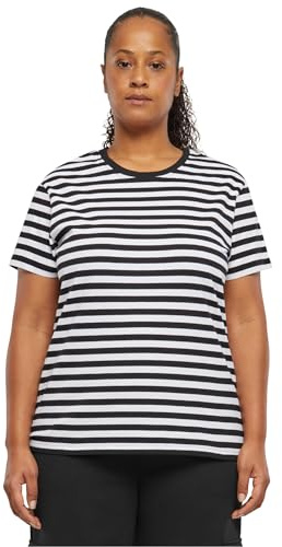 Urban Classics Maglietta da Donna a Righe Regolari T-Shirt, Bianco/Nero, S