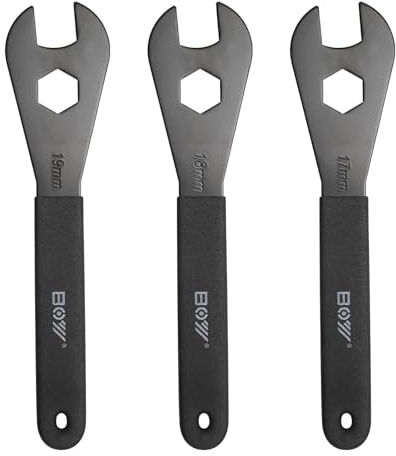 TNSLAND Juego de 3 cierres cónicos de 17 mm, 18 mm, 19 mm, juego de llaves cónicas para bicicleta, herramientas de reparación de acero al carbono, herramienta de reparación para bicicleta
