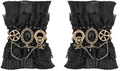 Namvo 2 st fingerlösa spetshandskar för damer gotiska viktorianska armband retro spets steampunk redskap armband steampunk armband