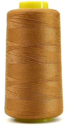 Jeansgarn für Nähmaschinen, Denim-Faden, 20 s/2, strapazierfähig, stark, dick, gebondet, Kegelspulen für blaue Jeans, Schuhe, Taschen, Segeltuch, Leder, Nylon, Handnähen, 100% Polyester (Farbe: Gold)