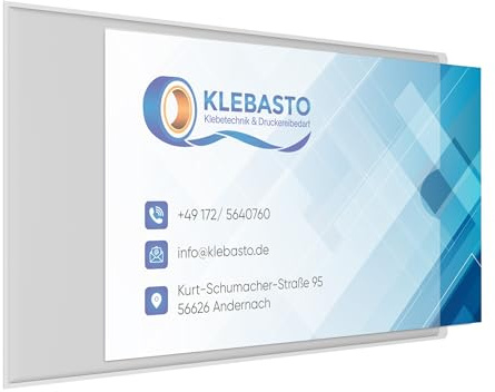 KLEBASTO Tarjeteros de visita autoadhesivos, transparentes, fundas para tarjetas de visita para pegar, fundas para tarjetas de visita, bolsillos autoadhesivos transparentes (abertura para el pulgar,