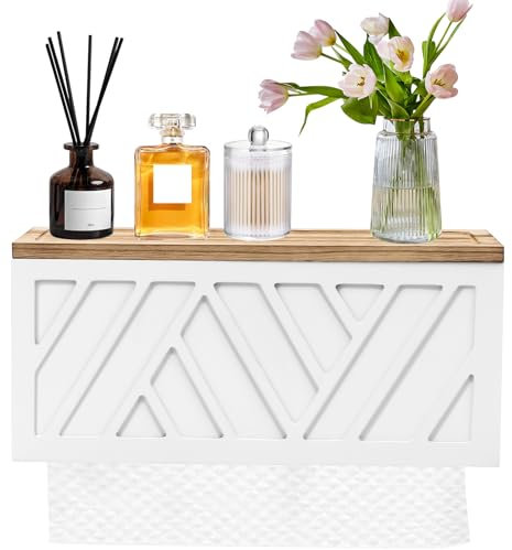 Dispenser per Carta Asciugamani in Legno, Distributore Asciugamani Carta da Parete, Contiene Asciugamani a C, a Z e a Tripla Piegatura, Ideale per Centri Commerciali, Hotel, Uffici, Bianco