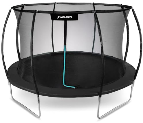 Walden Sports Trampolino rotondo da giardino per bambini e adulti - Trampolino ricreativo da 8 piedi con rete di sicurezza, scala e barre imbottite - Materiale resistente antiruggine