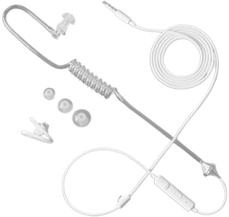 Auriculares intraurales de baja radiación, auriculares intraurales unilaterales con micrófono, jack de 3,5 mm, auricular con cable en espiral de tubo de vacío, antiradiación para smartphone, tableta