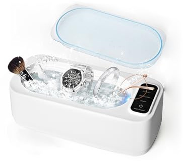 Limpiador Ultrasónico, Ultrasonidos Limpieza 350ml 50KHz, con 4 modos de limpieza, Limpiador Ultrasónico de Joyas Dentales, Retenedores, Alineadores y Artículos para el hogar Como gafas, Joyas