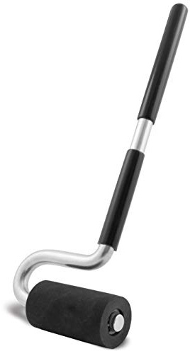 Long Handle J Roller with Thick Rubber Roller 1-1/2” in Diameter by 2-7/8” Wide For Veneers Laminate Wall Coverings and Edge Banding for Maximum Pressure Adhesion