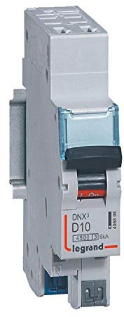 Disjoncteur 10A courbe D - 6kA 1P+N 230V~ - auto/auto -1 module - DNX³4500