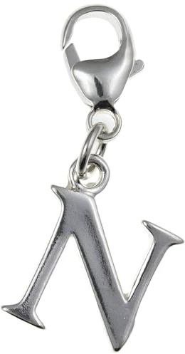 Versalbokstav A-Z alfabet initial 925 sterling silver clip-on berlock hänge med hummerlås för kvinnor – enkel eller kubisk zirkon bokstavsberlocker kompatibel med Thomas Sabo berlocker armband
