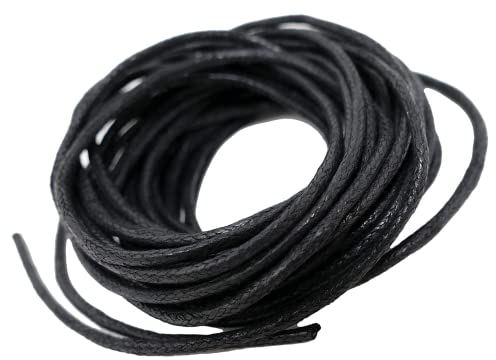 Cordelette en Coton ciré - 1mm 10 mètres de cordelette Noire - Shamballa Macrame - Fil à perler pour la Fabrication de Bracelets, Colliers et Bijoux - Idéal pour Le Bricolage