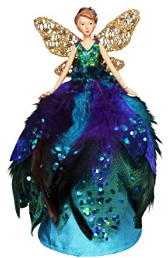 Peacock Angel Fairy Christmas Tree Topper Decoration (18 cms) by Gisela Graham