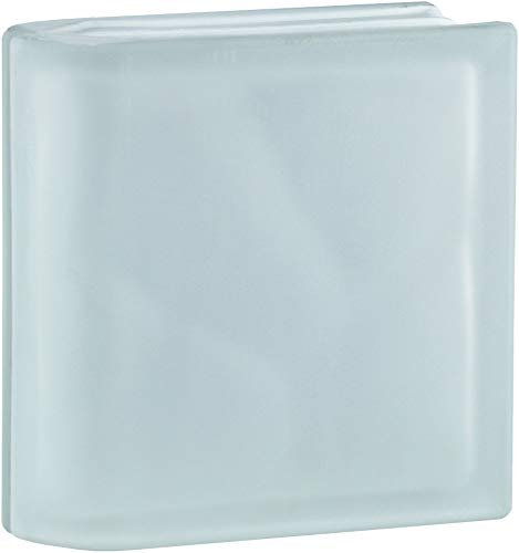 Fuchs Design Bloque de Vidrio de diseño Nube Super Blanco 2 Caras Satinado Piedra de extremo19x19x8 cm - 1 Pieza