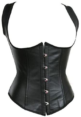Alivila.Y Fashion Corset Womens Faux Leather Steampunk Corsets Victorian Bustier 2672A-Black-5XL