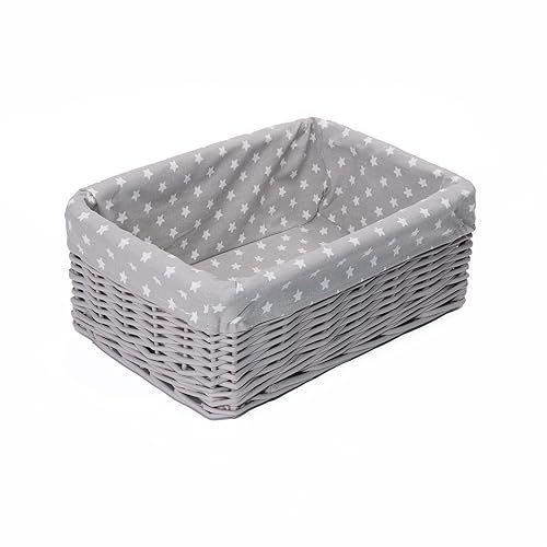 green leaves Hamper Baskets for Gifts Empty, Small Woven Wicker Storage Basket, Pink Wicker Baby Baskets for Hampers, Gifts, Grey Storage Basket Hampers (Grey, Medium)