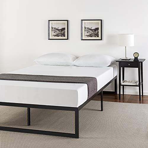Zinus Abel King Metal Bed Frame with Footboard (150 x 200 cm) – Underbed Storage with Steel Slat Support, Easy Assembly – Black