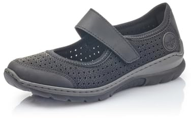 Rieker Femme Chaussures Basses L32B5, Dame Chaussures Basses avec Velcro,Velcro,Chaussure de Ville,Sneaker,Noir (Schwarz / 00),40 EU / 6.5 UK