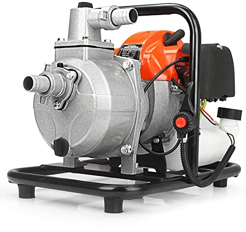 Marpol Motopompa Autoadescante 1 Benzina 2T 5.2HP, Nero/Grigio, Pompa per Acqua, Industriale, Acciaio Inossidabile o Ghisa, Portata 150-300 L/min, Altezza 8m, Prevalenza 25m, Max Pressione 3.3bar