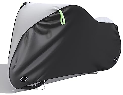 Fahrradabdeckung Wasserdicht, Fahrradgarage Wetterfest Plane für Aussen,600D Oxford-Gewebe Wasserdichte Fahrradschutzhülle Mit Verschlussösen 200*115*80cm