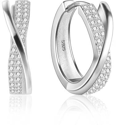 Ash's Choice Sterling Silber 925 Creolen für Damen, 14 Karat Vergoldet, Runde Ohrringe mit AAA+ Zirkonia Strassstein, Hypoallergen