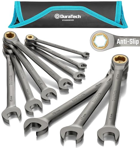 DURATECH Set med halkfria spärrnycklar, 10 stycken, 6–18 mm