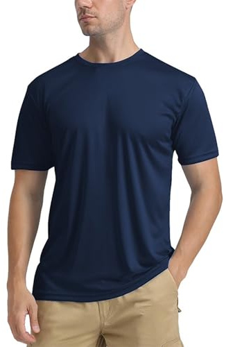 SHEKINI Rashguard herr UV-skydd skjorta herr snabbtorkande lätt ventilerande solskydd för utomhus surfing simning löpning fiske vattenskjortor solskydd T-shirt, Mörkblå, M
