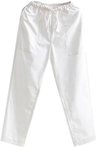 GZSLKSCD Tai Chi Anzüge Tai Chi Kleidung Herren Kampfsporthose Hose Lockere Hose Baumwolle Tai Chi Hose, Hosen Kleidung Trainingskleidung, Weiß L (Weiß M)