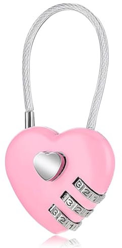 Lucchetto Combinazione 3 Cifre per Palestra - 1 Pezzo Cuore Rosa