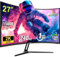 Amzfast 27 Inch 1440p Curved Gaming Monitor - 240Hz, 2K WQHD (2560x1440), 1500R, 1ms MPRT, Adaptive Sync, HDR, 120% sRGB - HDMI 2.0, DisplayPort 1.4 (AMZG27C1Q Pro)