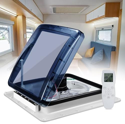 Giuggiolared Ventilatore da Tetto per Roulotte 36cm/40cm Ventilatore per Camper 12V Ventilazione da Tetto con Telecomando, 10 velocità, Basso Rumore, per Camper, Roulotte, Rimorchi,40x40cm