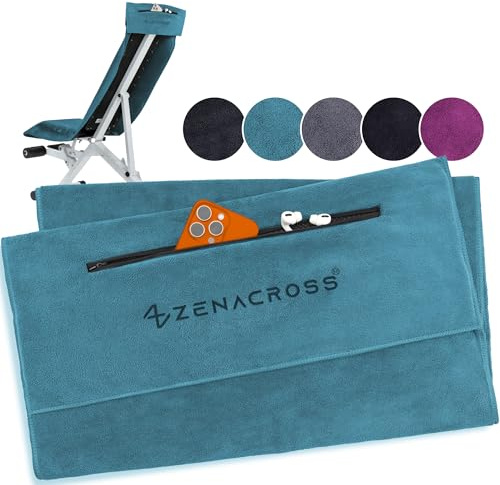 ZENACROSS - Serviette Sport Microfibre 120x50 - Séchage Ultra Rapide, Pochette Zippée, Douce & Compacte pour Fitness, Salle, Yoga, Musculation - Bleu Marine
