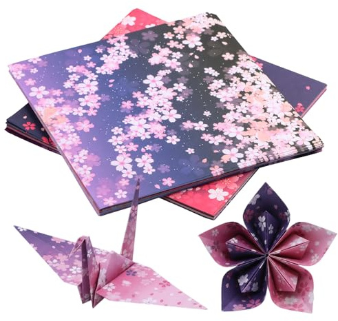 120 Hojas Papel Origami, 15x15 cm Papel Plegable Cuadrado Doble Cara con Diseño de Flores de Cerezo para Manualidades, Bricolaje, Niños y Adultos