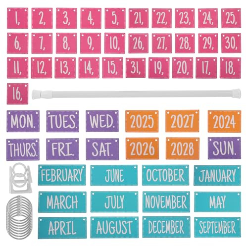 Alipis Calendario de Pared Aula con Carteles de Días Semana Set de con Soporte Ajustable y Tarjetas para Decoración Escolar y Hogar