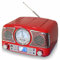 TechPlay QT62BT Stereo-CD, Lautsprecher Boxen Bluetooth, Musikanlage, Retro-Design, mit AM/FM-Drehknopf, kabelloser Bluetooth-Empfang und USB-Port, mit AUX-Eingang und Kopfhöreranschluss rot