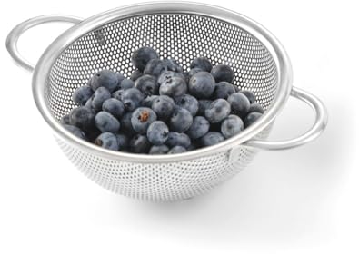 HENDI Gemüsesieb, perforiert, mit Untersatz und 2 griffen, Sieb, Nudelsieb, Küchensieb, ø160x(H)65mm, Edelstahl