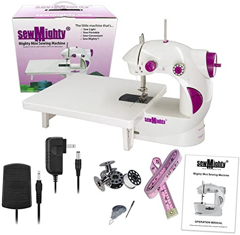 Sew Mighty Mini Sewing Machine for Kids, Beginners, Travel and More, Portable Battery Operated Use for Travel, Quick Repairs, Small Projects and Kids, Dual Speed, Feeding