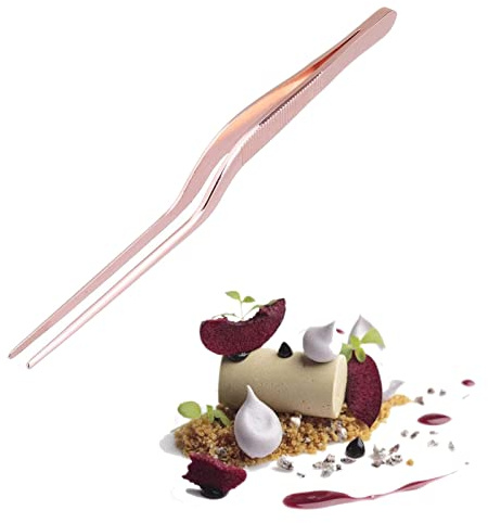 ANNIUP Precision Kitchen Culinary Offset Tweezer Tongs,Stainless Steel Offset Tweezer Chef Plating Tongs Tweezers for Plating Small and Delicate Foods