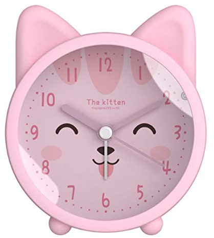 Children Cute Animal Dog/Cat Alarm Clock Silent Non Ticking Silicone Clock Night Light Travel Clock